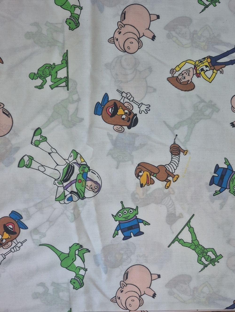 Vintage Disney Pixar Toy Story Double Full Flat Sheet Buzz Woody Rex Hamm
